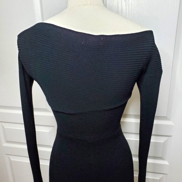 Moon River One-Shoulder Sweater Midi Dress Black Size S - Picture 6 of 6